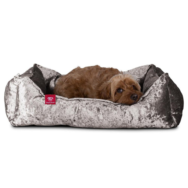 The Nest By Mighty-Bark Orthopedic Memory Foam Dog Bed Basket For Pets Small Medium Large Glitz Silver