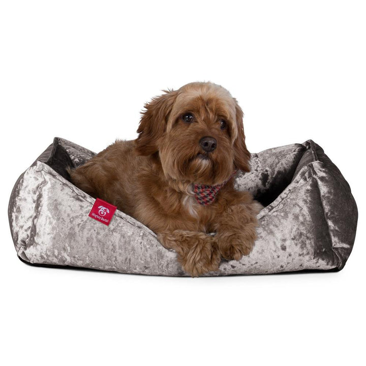 The Nest By Mighty-Bark Orthopedic Memory Foam Dog Bed Basket For Pets Small Medium Large Glitz Silver