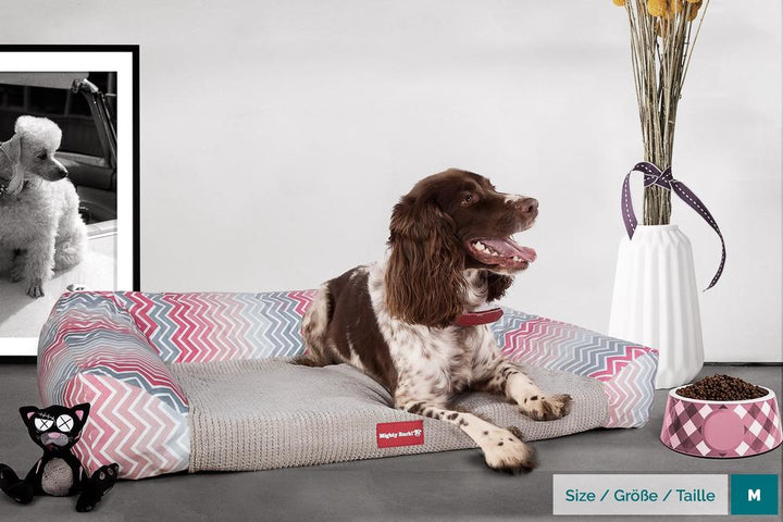 The Sofa By Mighty-Bark Orthopedic Memory Foam Sofa Dog Bed Large Medium XXL Geo Print Pink