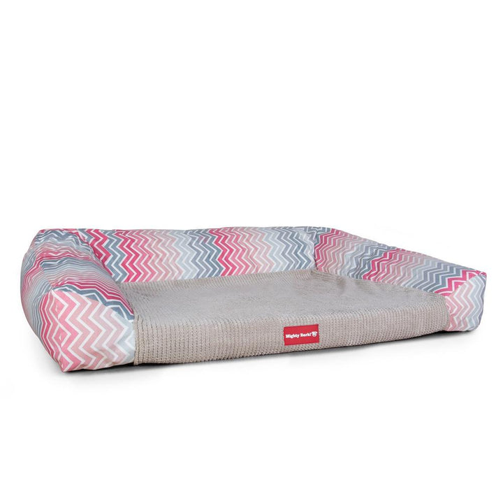 The Sofa By Mighty-Bark Orthopedic Memory Foam Sofa Dog Bed Large Medium XXL Geo Print Pink