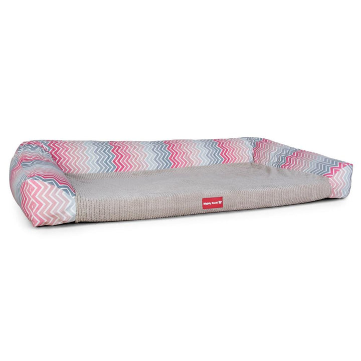 The Sofa By Mighty-Bark Orthopedic Memory Foam Sofa Dog Bed Large Medium XXL Geo Print Pink