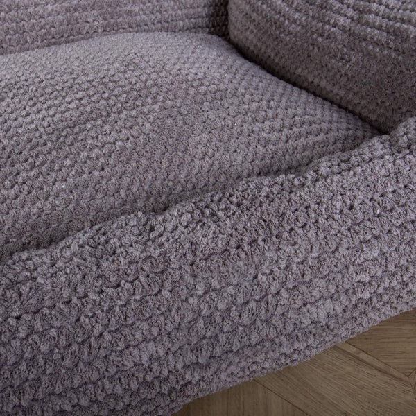 The Sofa Orthopedic Memory Foam Sofa Dog Bed - Pom Pom Charcoal Grey Fabric Close-up Image