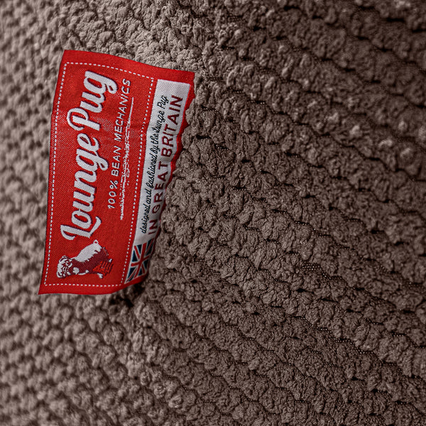 Highback Bean Bag Chair - Pom Pom Chocolate Brown Fabric Close-up Image