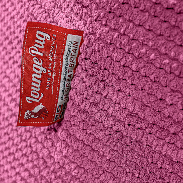 Large Round Pouffe - Pom Pom Pink Fabric Close-up Image