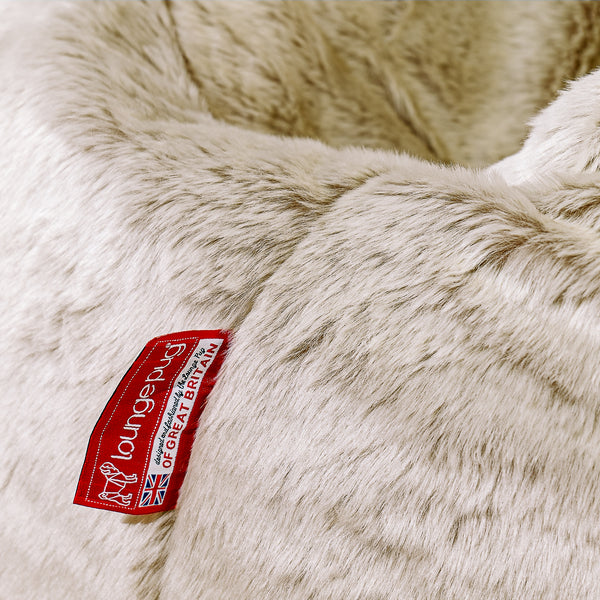 Mega Lounger Bean Bag - Fluffy Faux Fur Rabbit Golden Brown Fabric Close-up Image