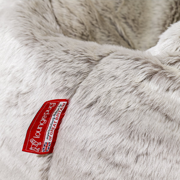 The 2 Seater Albert Sofa Bean Bag - Fluffy Faux Fur Rabbit Light Grey Fabric Close-up Image