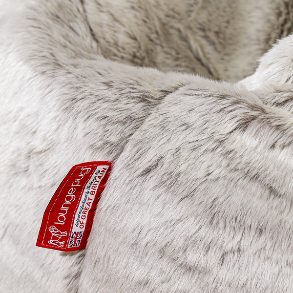 The 3 Seater Albert Sofa Bean Bag - Fluffy Faux Fur Rabbit Light Grey Fabric Close-up Image