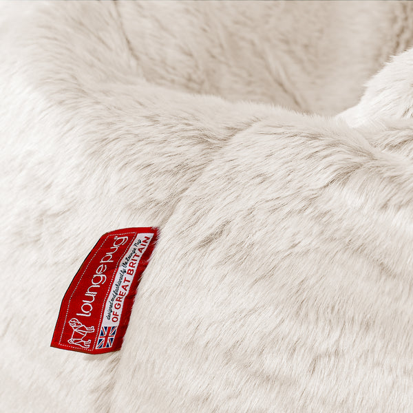 The 2 Seater Albert Sofa Bean Bag - Fluffy Faux Fur Rabbit White Fabric Close-up Image