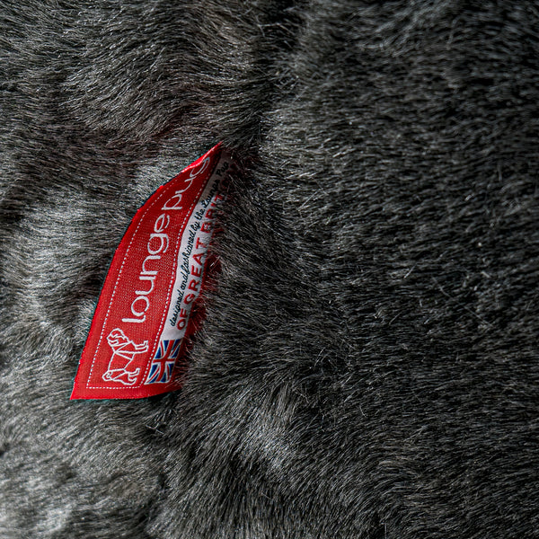 Mega Mammoth Bean Bag Sofa - Faux Fur Sheepskin Black Fabric Close-up Image