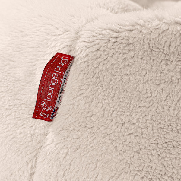 CloudSac Kids Memory Foam Giant Children's Bean Bag 2-12 yr - Teddy Faux Fur Cream Fabric Close-up Image