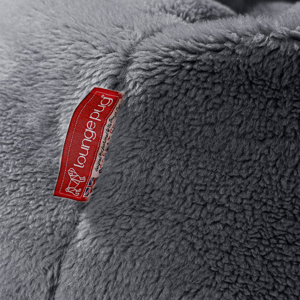 XXL Cuddle Cushion - Teddy Faux Fur Dark Grey Fabric Close-up Image