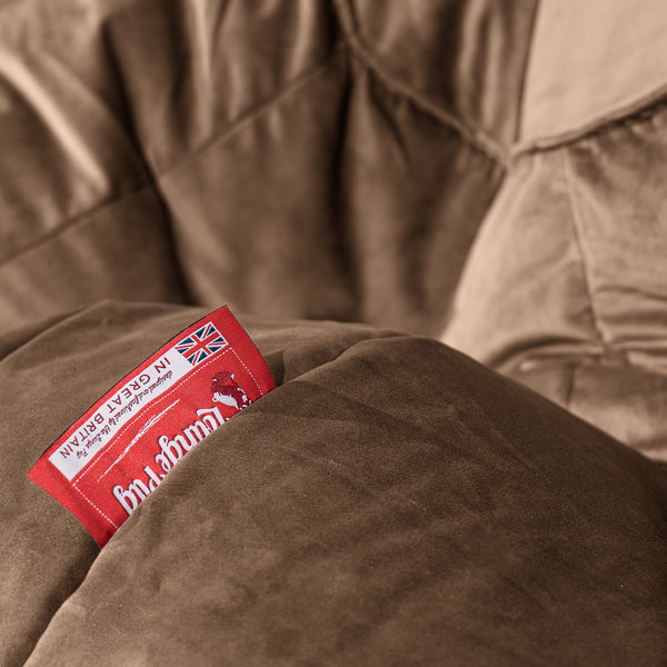 Mega Mammoth Bean Bag Sofa - Velvet Espresso Fabric Close-up Image