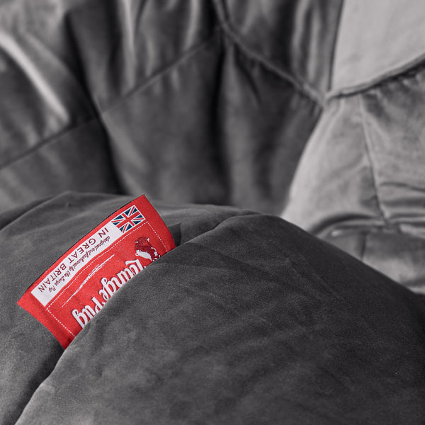 Small Footstool - Velvet Graphite Grey Fabric Close-up Image