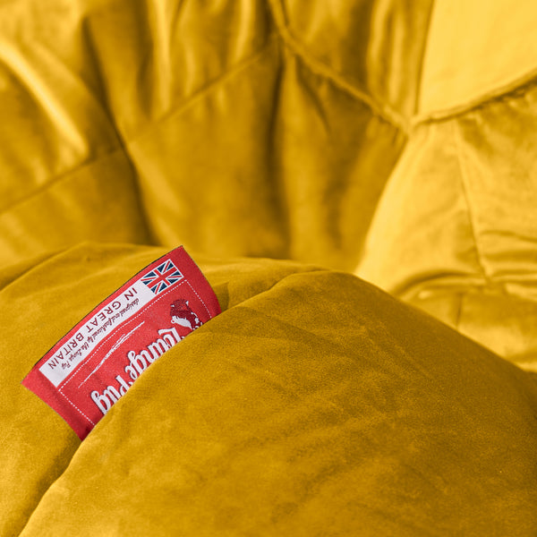 Mammoth Bean Bag Sofa - Velvet Mustard Fabric Close-up Image