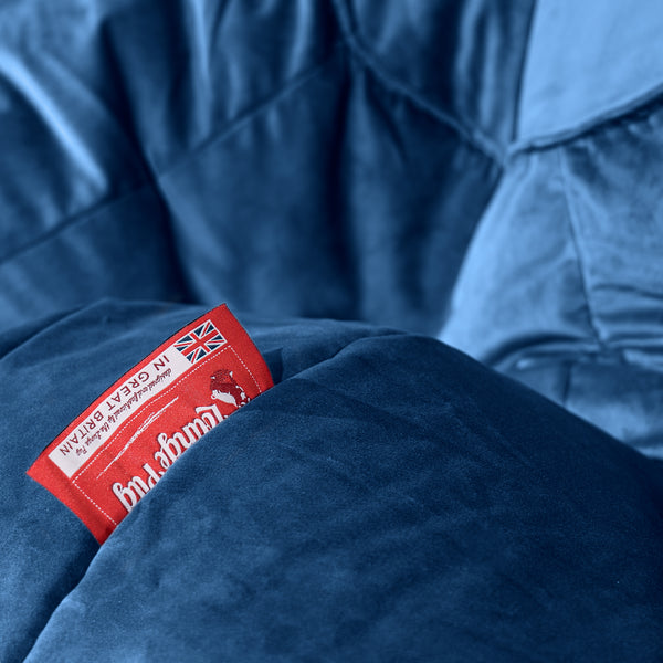 XXL Cuddle Cushion - Velvet Midnight Blue Fabric Close-up Image