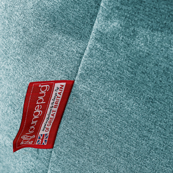 Large Round Pouffe - Interalli Wool Aqua Fabric Close-up Image
