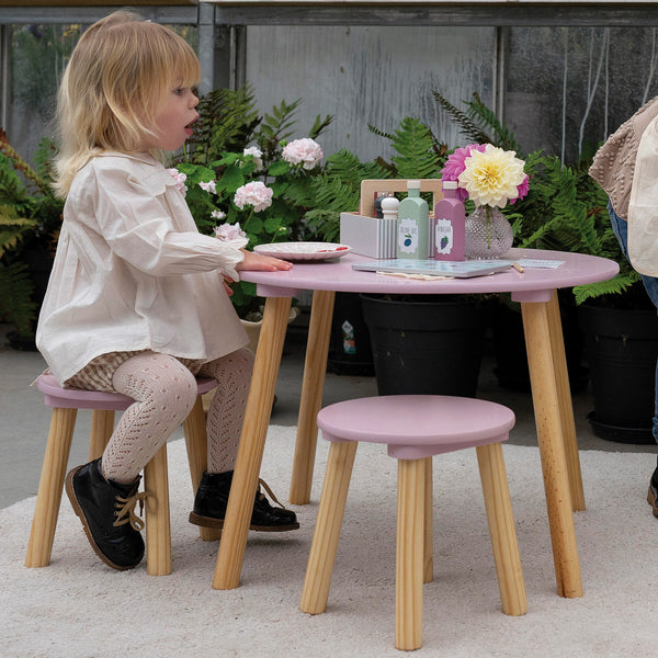 Children's Pink Table & Stool Set Fabric Close-up Image
