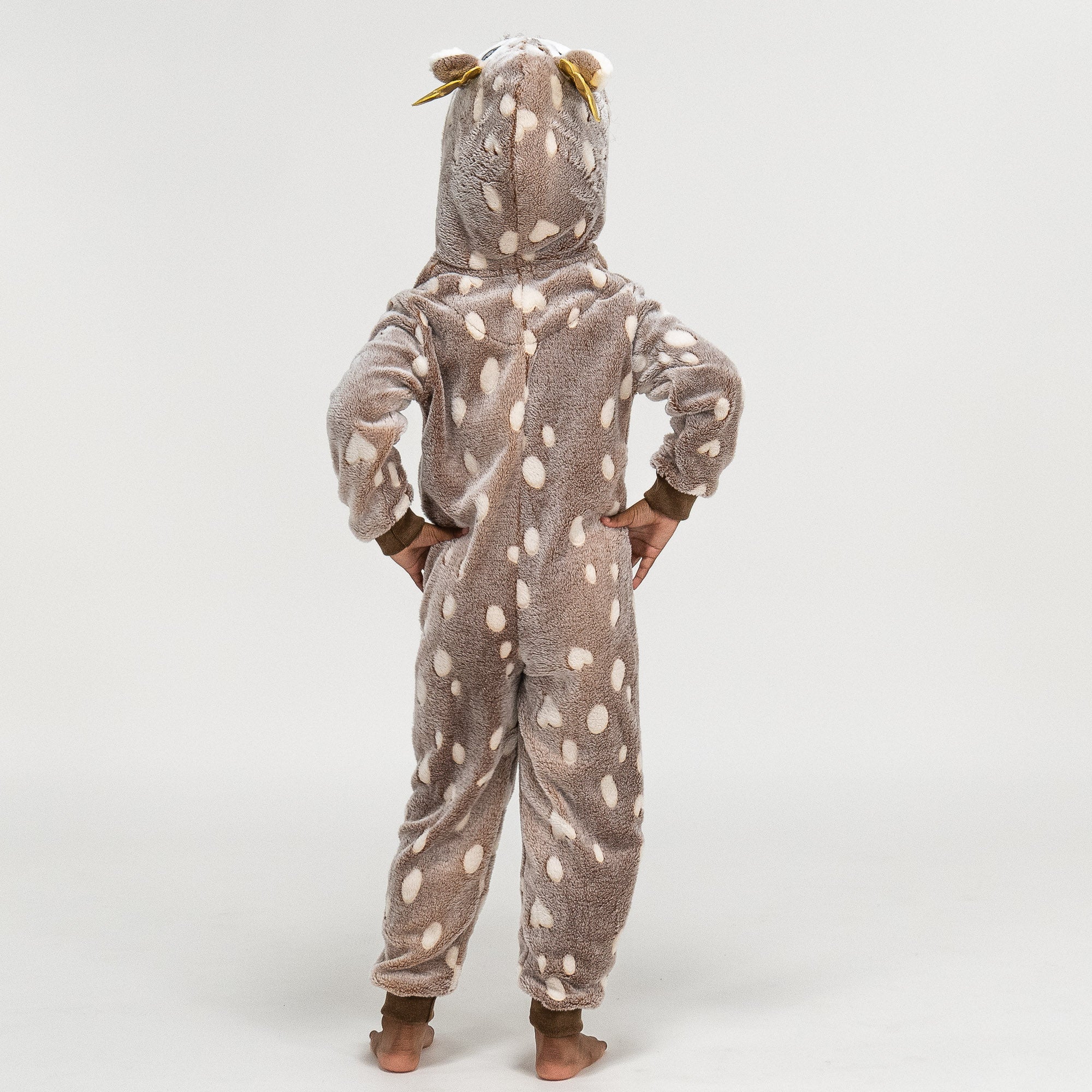 Kids Hooded Sherpa Fleece Reindeer Print Onesie 5 10 Years Big Bertha Original UK