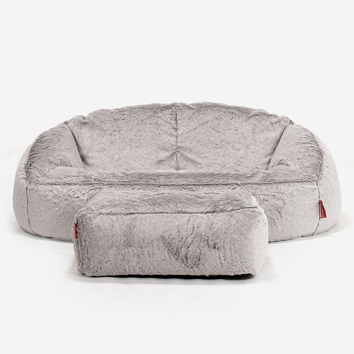 Bubble Sofa Bean Bag - Faux Rabbit Fur Light Grey 02