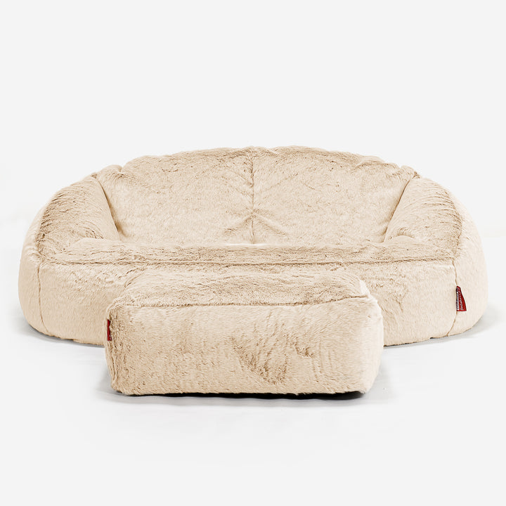 Bubble Sofa Bean Bag - Faux Rabbit Fur White 02