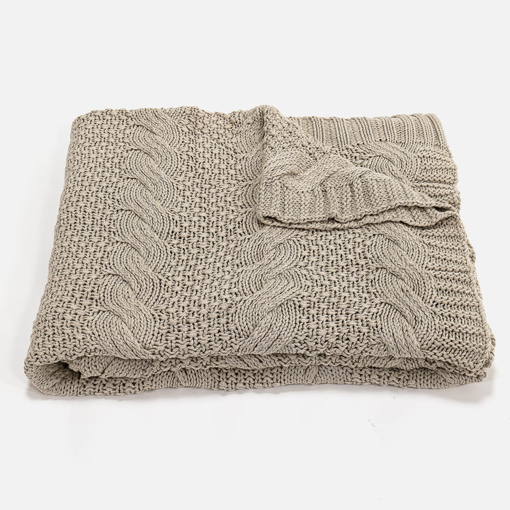 Throw / Blanket - 100% Cotton Cable Cream 01