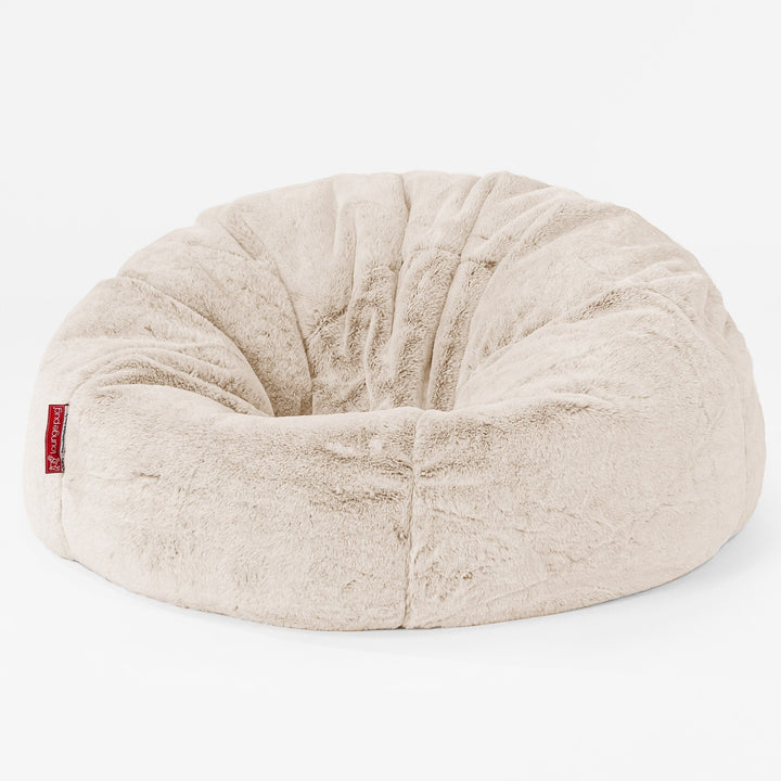 CloudSac Kids' Memory Foam Giant Children's Bean Bag - Faux Rabbit Fur White 01