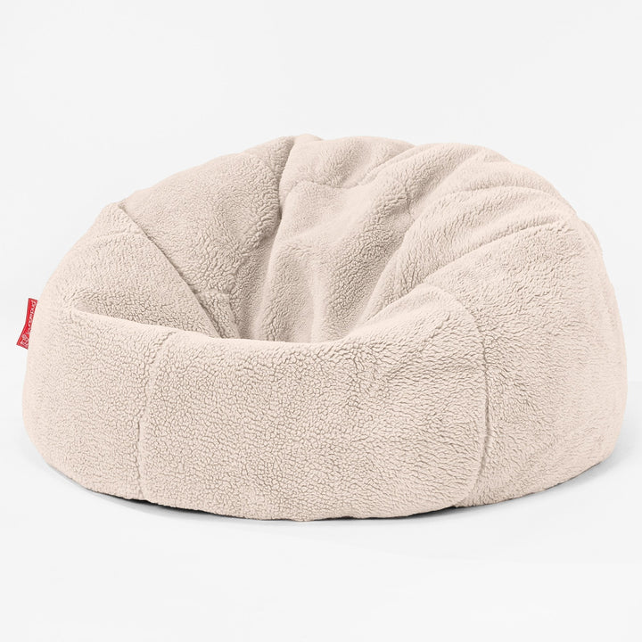 CloudSac Kids' Memory Foam Giant Children's Bean Bag - Teddy Faux Fur Cream 01