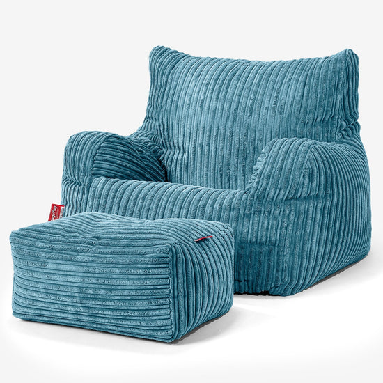 Bean Bag Armchair - Cord Aegean Blue 02