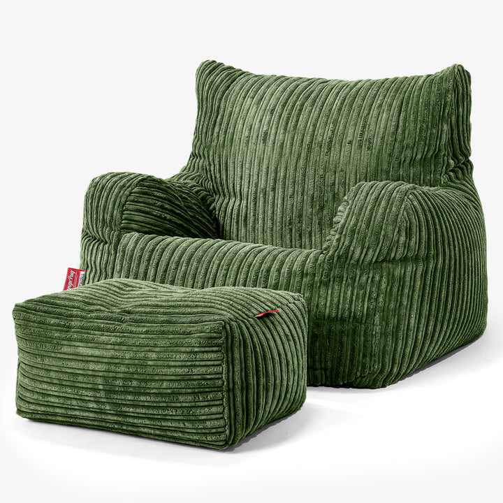 Bean Bag Armchair - Cord Forest Green 02