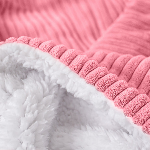 Sherpa Throw / Blanket - Cord Coral Pink Fabric Close-up Image