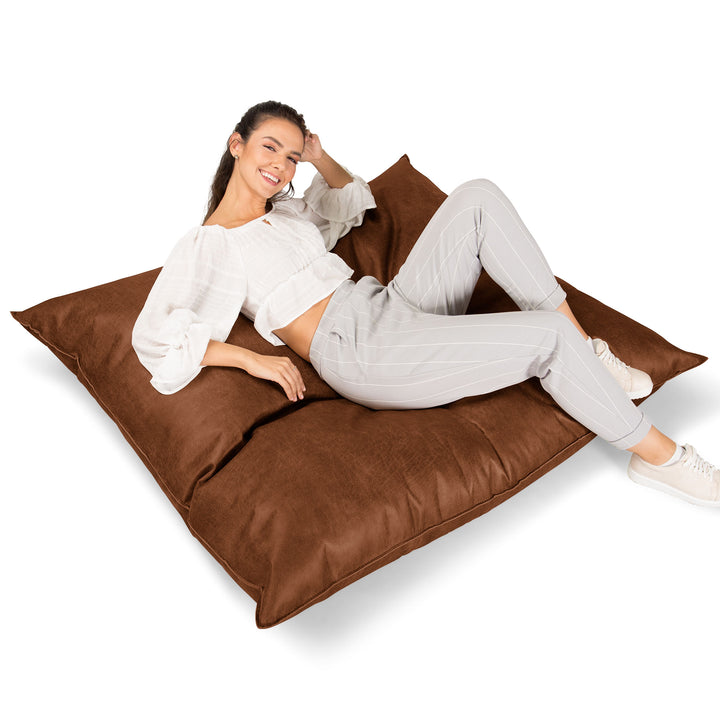 XL Pillow Beanbag - Distressed Leather British Tan 03