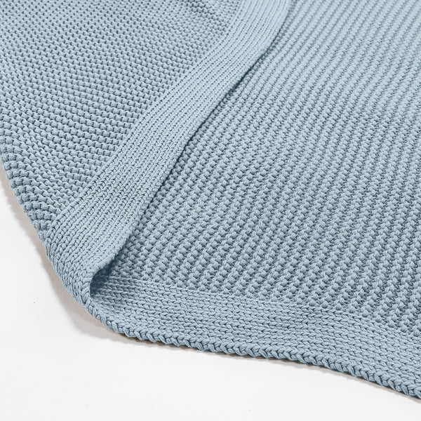 Throw / Blanket - Ellos Knitted Misty Blue Fabric Close-up Image
