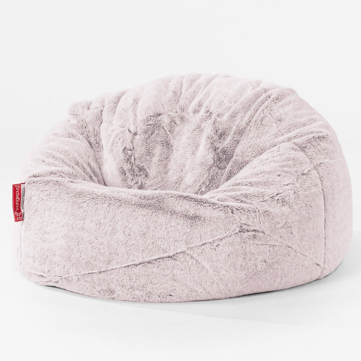 Children's Classic Bean Bag Chair - Faux Rabbit Fur Dusty Pink 01