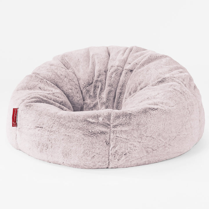 Classic Bean Bag Chair - Faux Rabbit Fur Dusty Pink 01