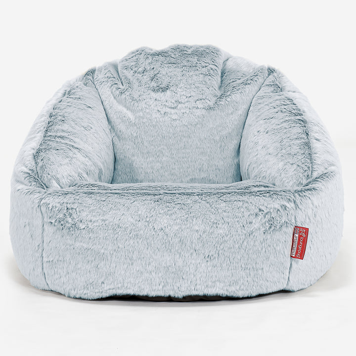 Bubble Bean Bag Chair - Faux Rabbit Fur Dusty Blue 01