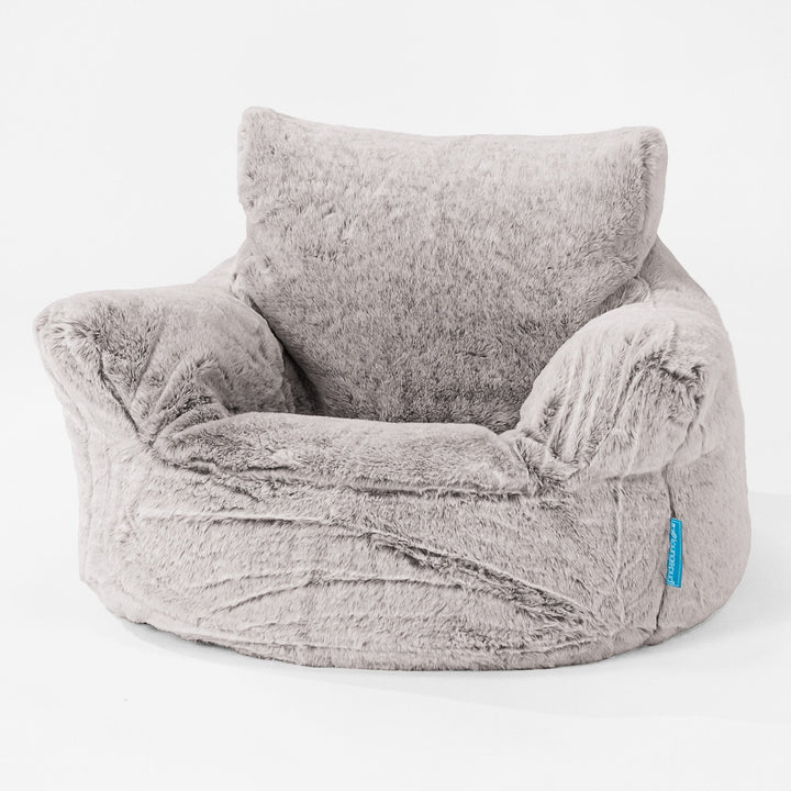 Toddlers' Armchair 1-3 yr Bean Bag - Faux Rabbit Fur Light Grey 01