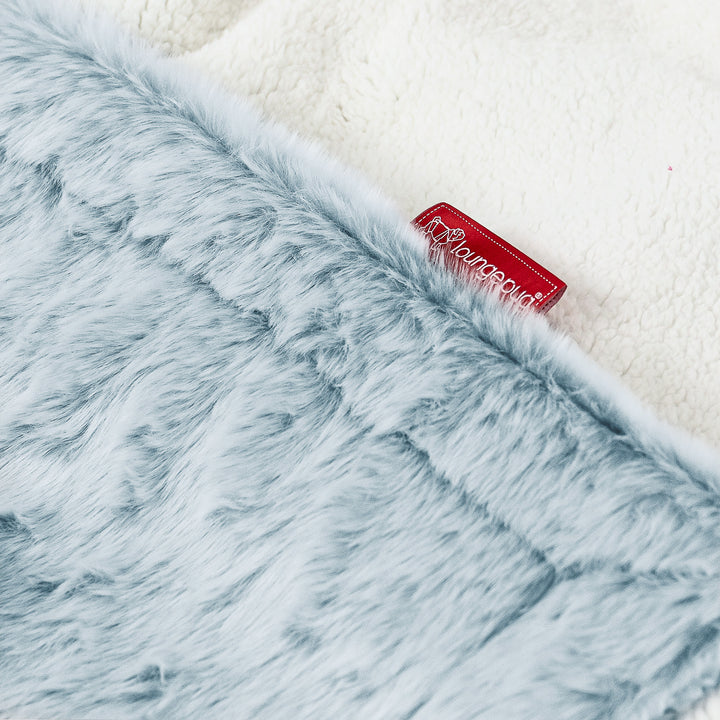 Lounge Pug Fluffy Faux Fur Rabbit Dusty Blue Sherpa Fleece Throw Blanket 100 X 140 cm Big Bertha Original UK