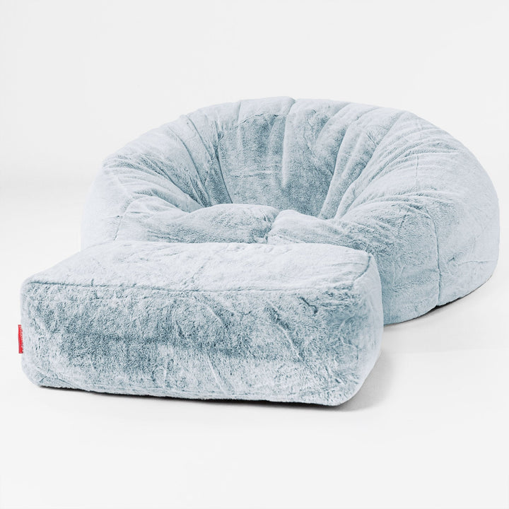 Classic Sofa Bean Bag - Faux Rabbit Fur Dusty Blue 02