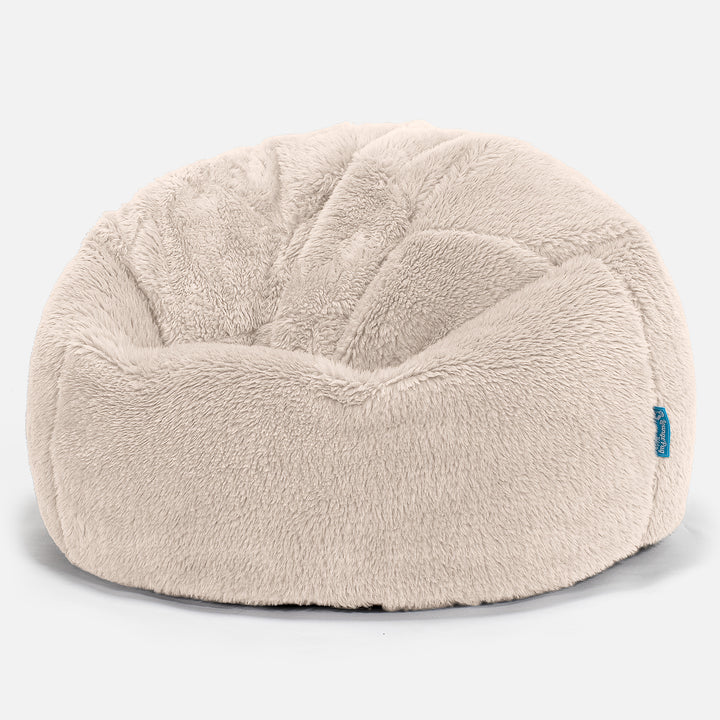 Children's Classic Bean Bag Chair - Teddy Faux Fur Cream 01