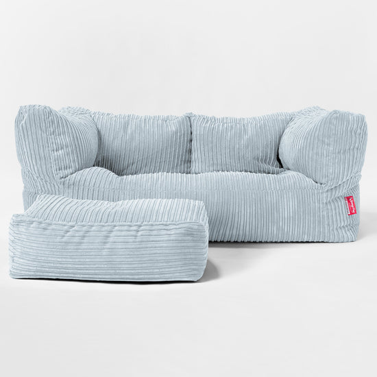 The 2 Seater Albert Sofa Bean Bag - Cord Baby Blue 02