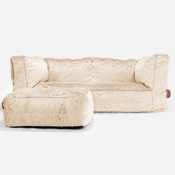 The 2 Seater Albert Sofa Bean Bag - Faux Rabbit Fur White 02