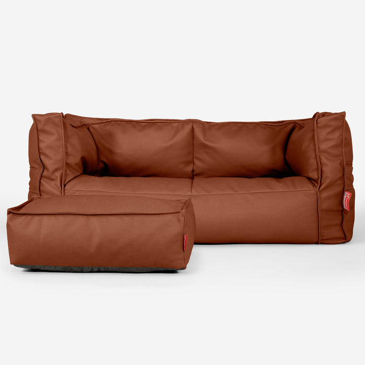 The 2 Seater Albert Sofa Bean Bag - Vegan Leather Chestnut 02