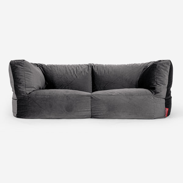 The 2 Seater Albert Sofa Bean Bag - Velvet Graphite Grey 01