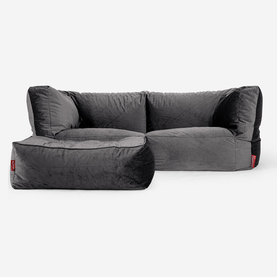 The 2 Seater Albert Sofa Bean Bag - Velvet Graphite Grey 02