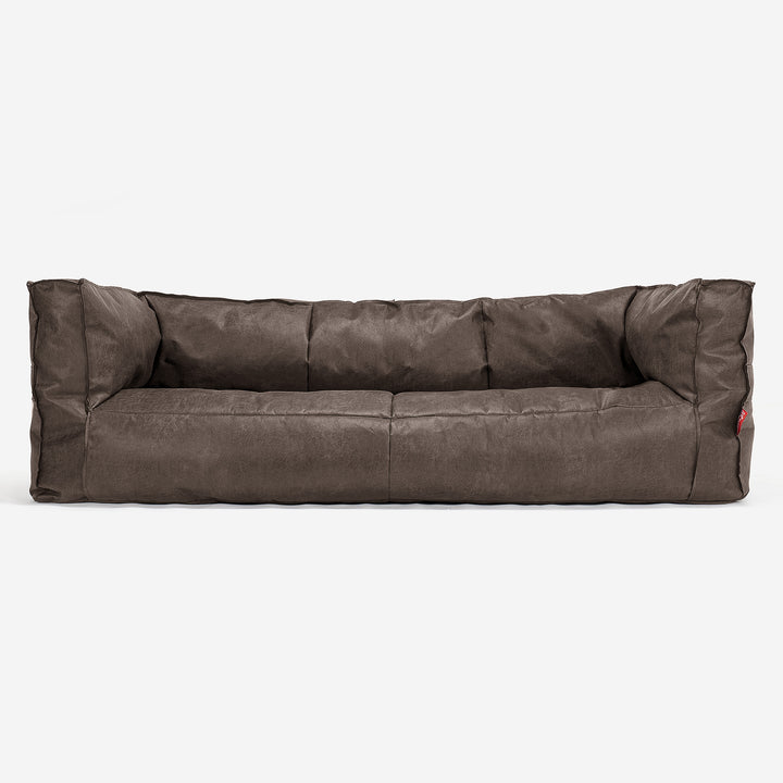 The 3 Seater Albert Sofa Bean Bag - Distressed Leather Natural Slate 01