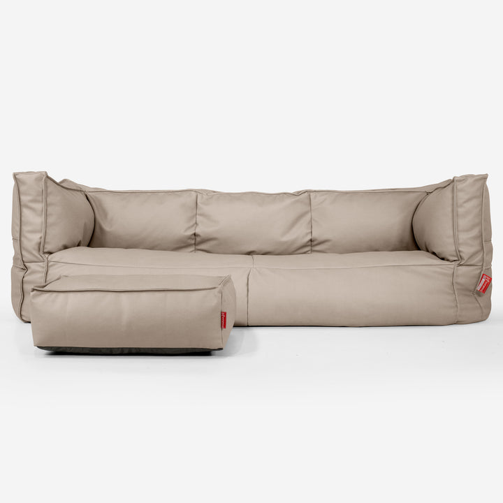 The 3 Seater Albert Sofa Bean Bag - Vegan Leather Ivory 02