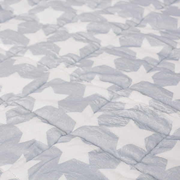 Children's Weighted Blanket - Flannel Fleece Grey Star Fabric Close-up Image