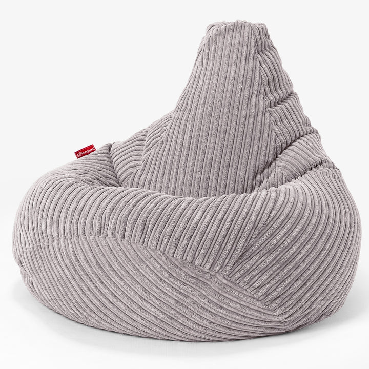 Highback Bean Bag Chair - Cord Aluminium Silver 02