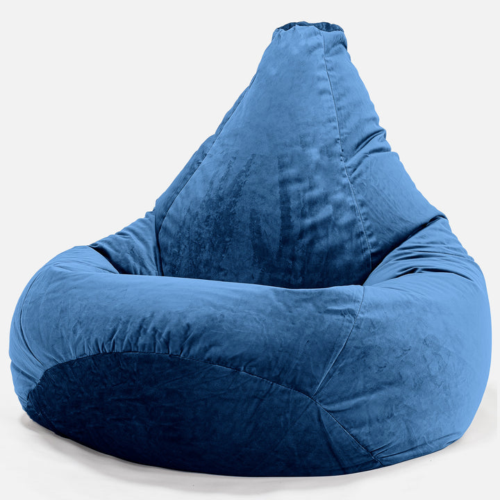 Highback Bean Bag Chair - Velvet Midnight Blue 02