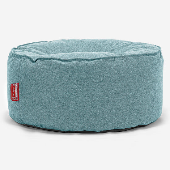 Large Round Pouffe - Interalli Wool Aqua 01